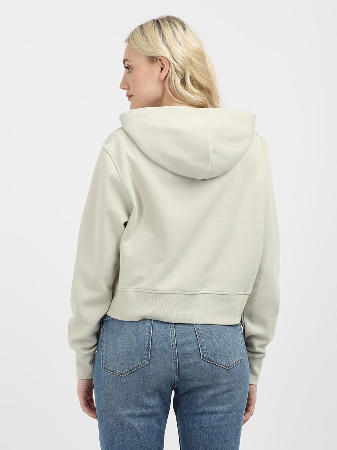 Calvin Klein Donna Felpa con Cappuccio Logo Elastic Hoodie Corta