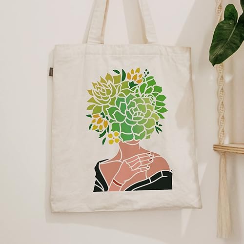 Miniatura 6 de FINGERINSPIRE Plantilla decorativa de pintura de niña suculenta de 11.7 x 8.3 pulgadas, plantilla de dibujo con patrón de plantas, plantilla de