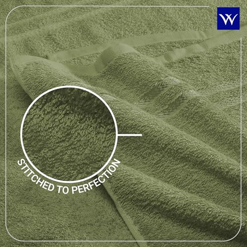 Image of Welspun 100% Cotton Quick Dry Bath Towel | High Absorbency Super Soft, Fast Drying Towels for Bath | 380 GSM Large Size Bath Towel for Men and Women | 70cm X 150cm - Green