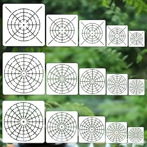 15 Pieces Mandala Dot Painting Tool Stencils Set, 8/12/16 Segment 3/4/5/6/8 Inches Reusable Mandala Stencil Template for Rock Wood Canvas DIY Painting Art Projects