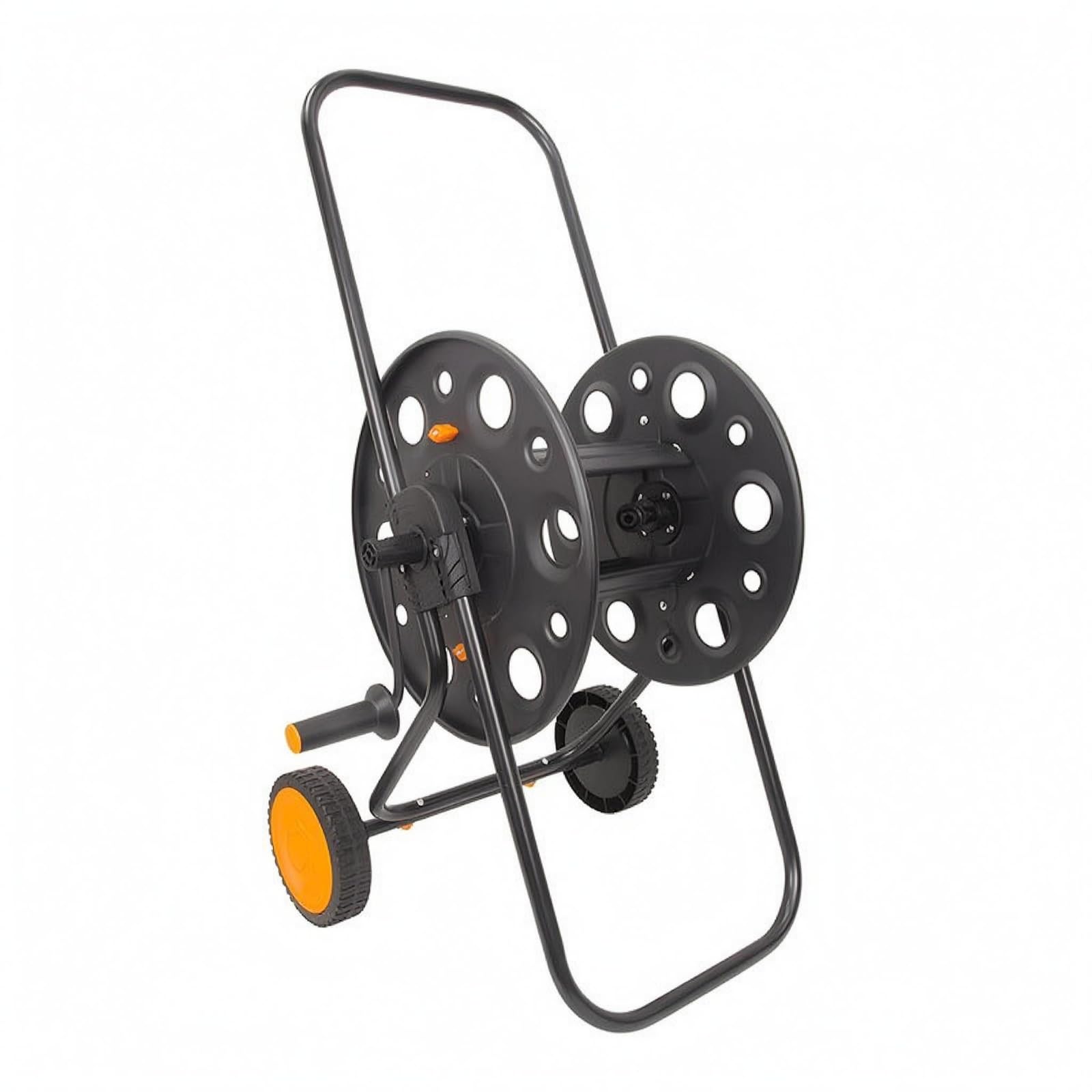 Baoblaze Avvolgitubo da Giardino Carrello Tubo in Metallo Carrello Avvolgitubo Organizzatore Bobina con Manico E Ruote per Riordino Tubo E Movimentazione Facile 100 M Adatto per Giardino