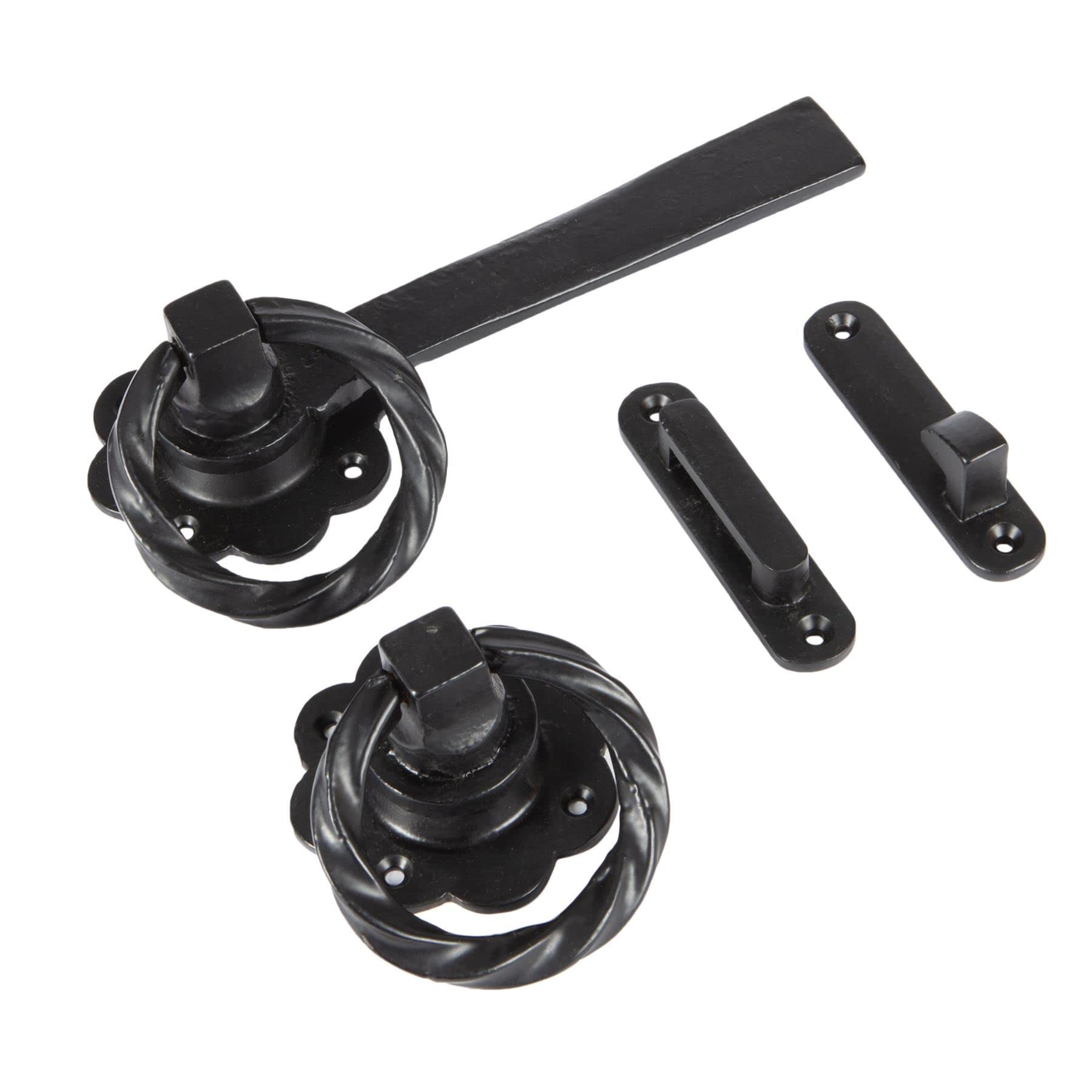 Hammer And Tongs Black 195Mm Rose Ring Gate Latch - Cast Iron Antique Heavy Duty Door Gate Latch - By Hammer & Tongs