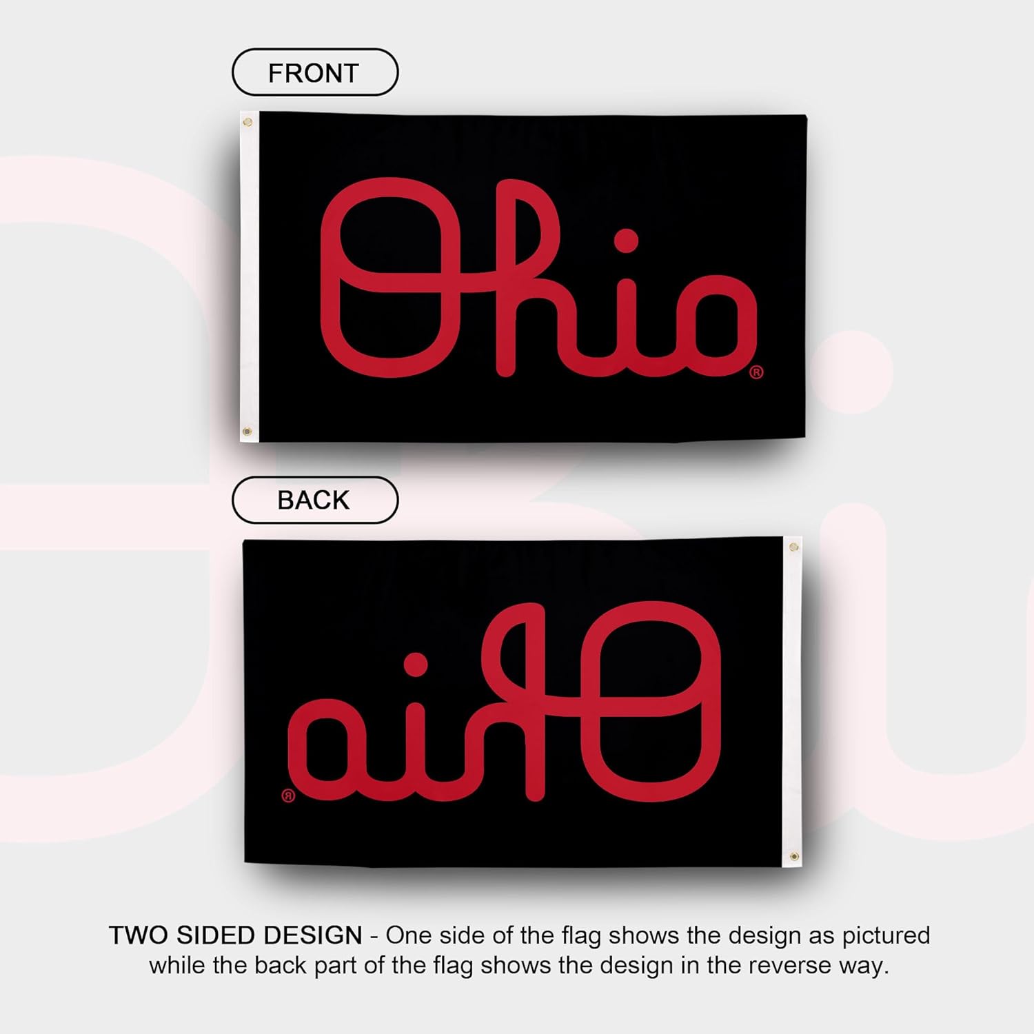 Desert Cactus Ohio State University OSU Flag - 3 x 5 Feet Buckeyes Banner, Indoor/Outdoor Durable Fabric, 100% Polyester Design (Style F) - Image 2