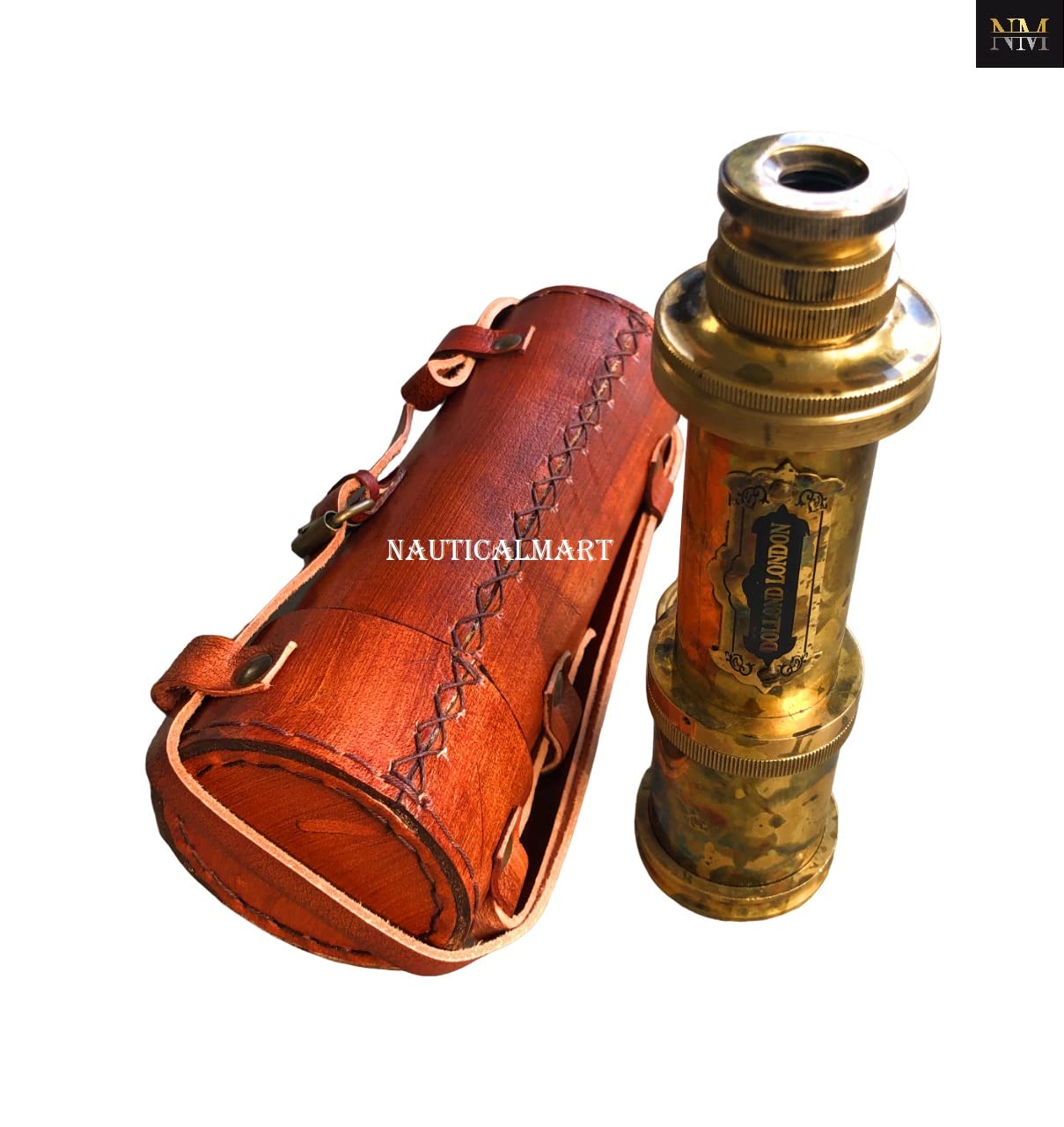 Brass Dollond London's 18 inches Antique Telescope/Spyglass in Leather Box Great Gifting Spyglass for Travellers Adventure Collectibles Hiking, Camping (Brass Antique)