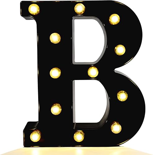 Miniatura 3 de Letras LED de marquesina del alfabeto negro, 26 letras del alfabeto iluminadas con bombilla de diamante, letras LED alimentadas por pilas para