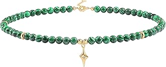 PEARLADA Turquoise Beaded Choker Necklace Chakra Stone Necklace Adjustable