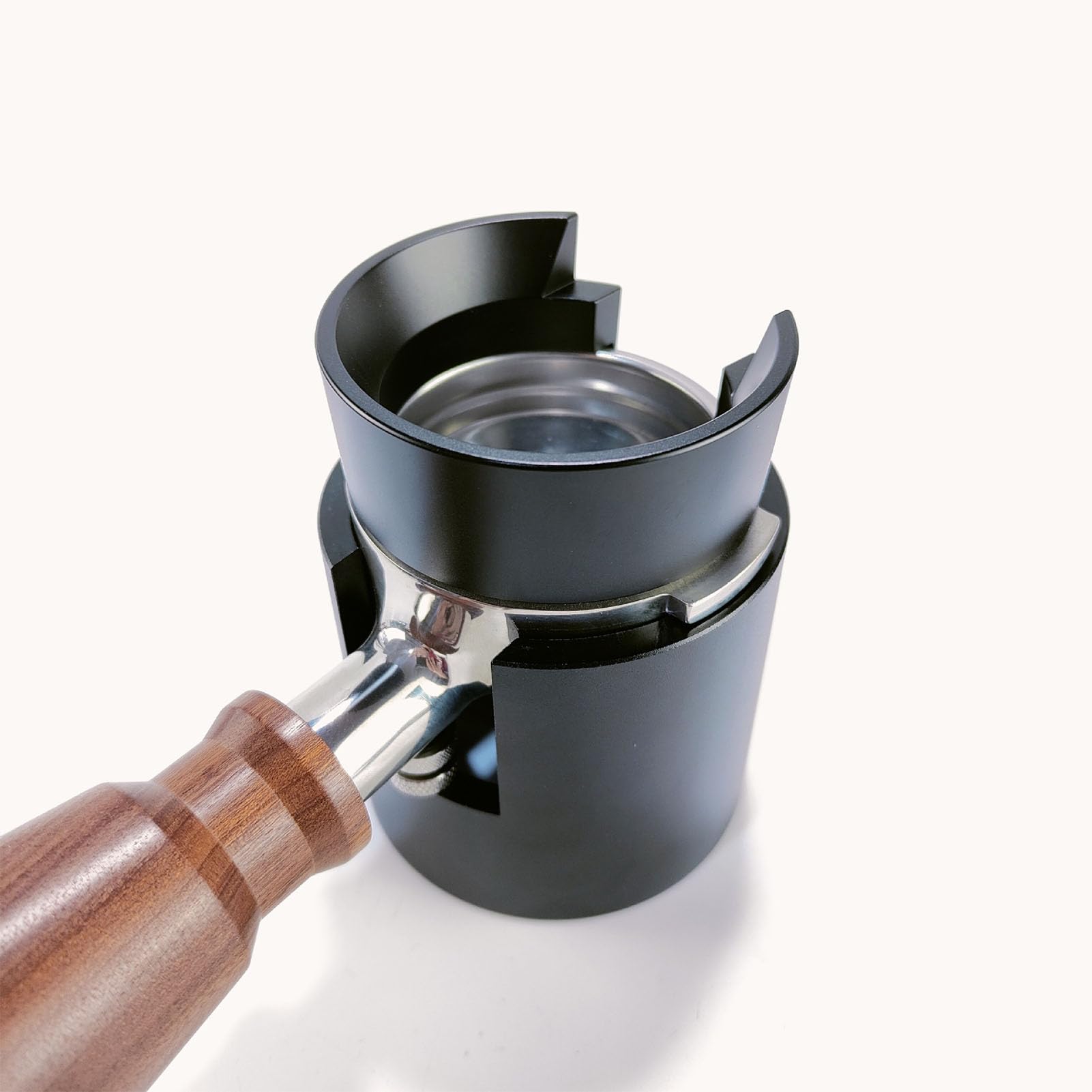 Soporte para portafiltro, portafiltro de café con embudo dosificador, soporte de aleación de aluminio variable de 58 mm para baristas domésticos y uso en la oficina, preparación de café sin esfuerzo