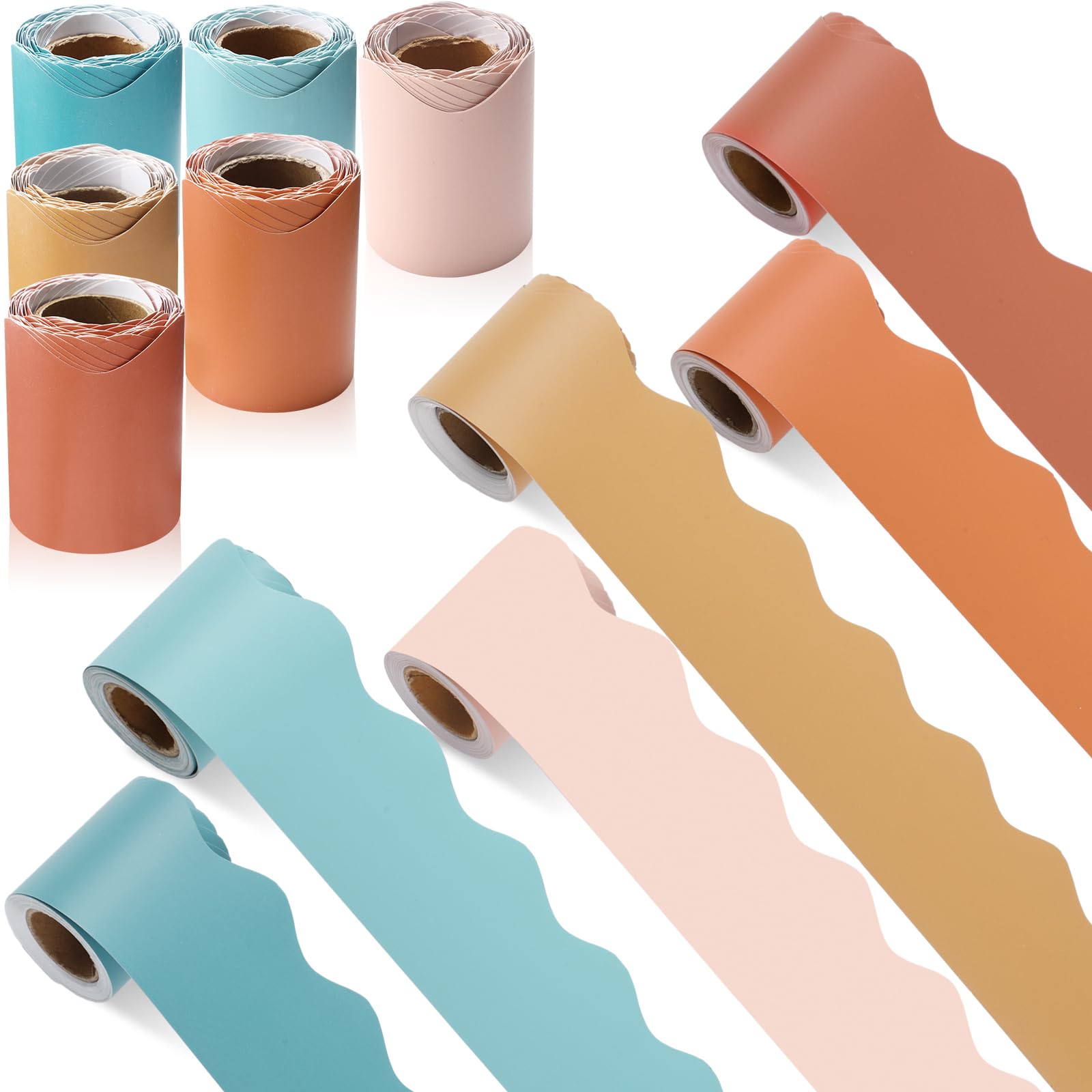 Zhanmai Borders for Bulletin Board Classroom Decoration, 98.5ft Retro Groovy Boho Scalloped Bulletin Board Border Rolls for Fall School Office