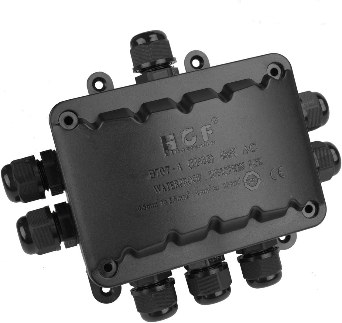 8 Way Larger Junction Box, La Vane IP66 Waterproof 8 Way T Shaped Cable Connector Lighting Connector Electrical External Coupler, M16 Cable Gland Ø 5-10mm