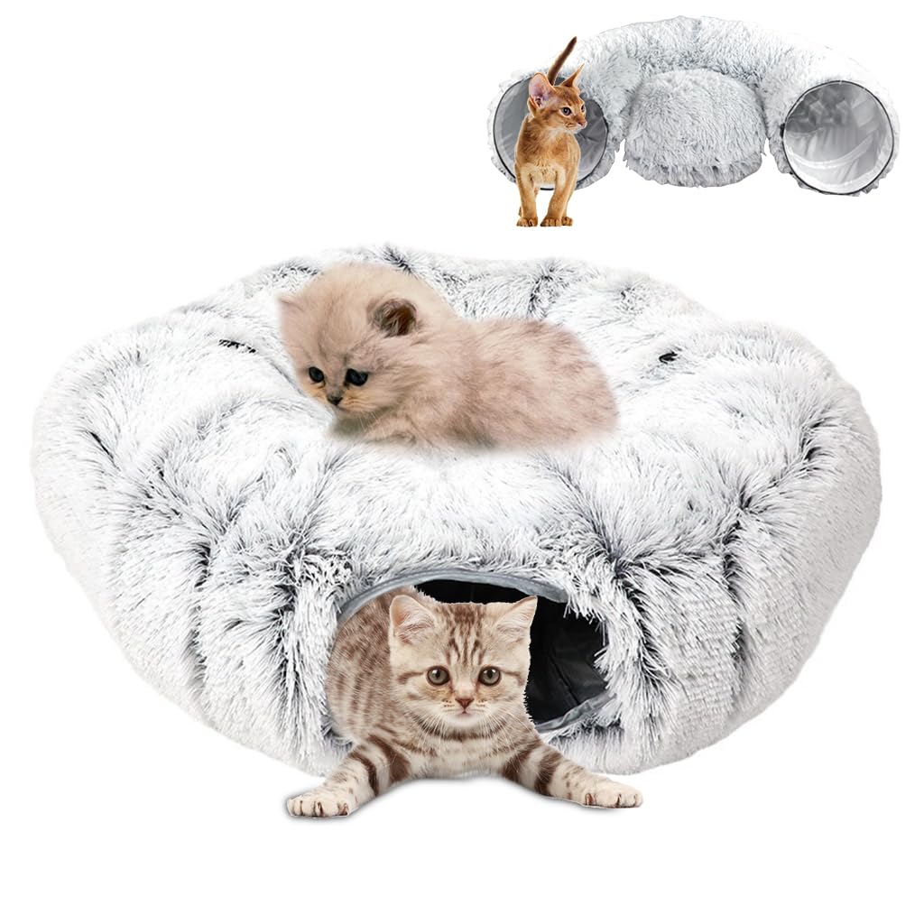 Qpets® Pet Bed, Plush Cat Bed, Soft Winter Warm Cat Bed 2 in 1 Cat Sleeping Bed with Hideaway Playing Tunnel Washable Plush Cat Bed DIY Assembly Large Soft Plush Bed for Cat, 83x27cm (B0D8T3235X) Amazon Price History, Amazon Price Tracker