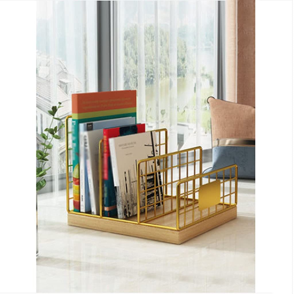 Étagère de bureau pour livres dorée résolvant le manque d'espace