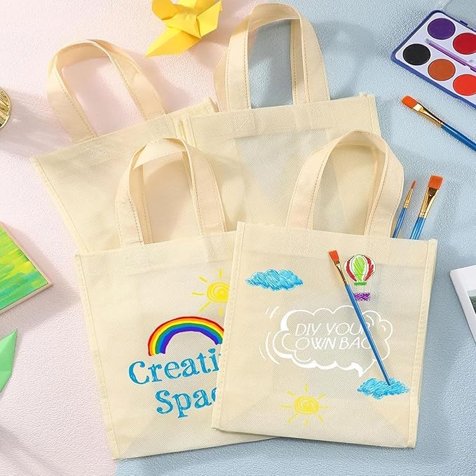 MALLOOM 50 Sacs Cabas Réutilisables en Vrac – Sacs Shopping en Non-Tissé avec Poignées, Sacs Tote Vides pour DIY, Promotion, Cadeaux, Dessin, Publicité, Événements