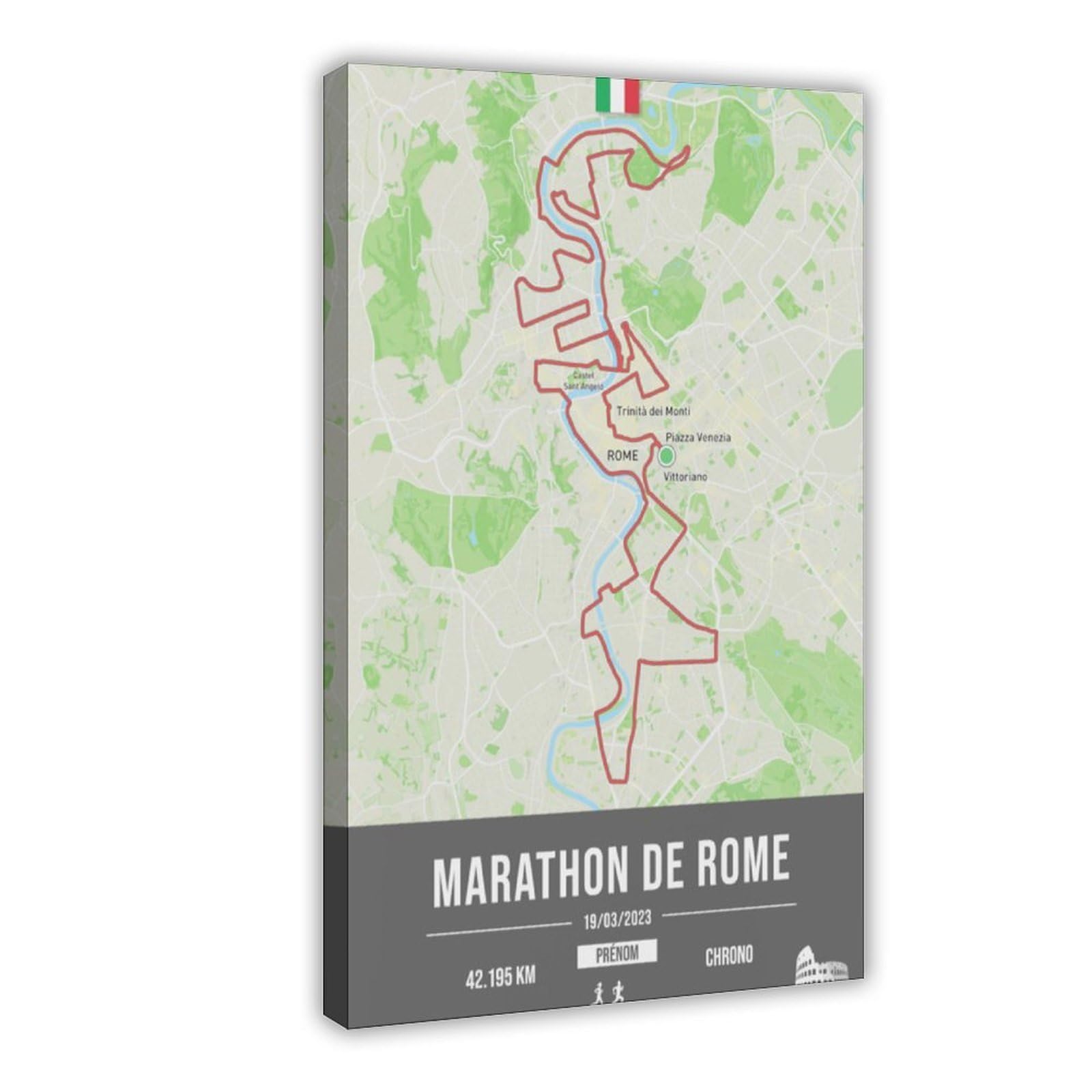 Oquajk Rome Marathon Poster Canvas Poster Bedroom Decor Landscape Office Room Decor Gift 08X12inch(20X30cm)