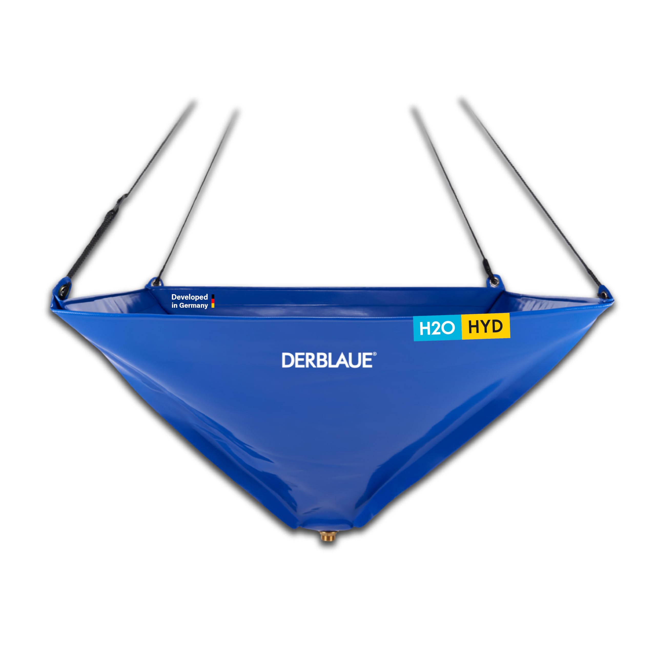 DERBLAUE® Trichter 80 x 80 cm, ca. 50 Liter, 3/4 Zoll Anschluss | mit höhenverstellbarem Aufhängesystem, stabil im Einsatz dank Fiberglasstäbe, mit einsetzbarem Filtersieb, geringes Packmaß