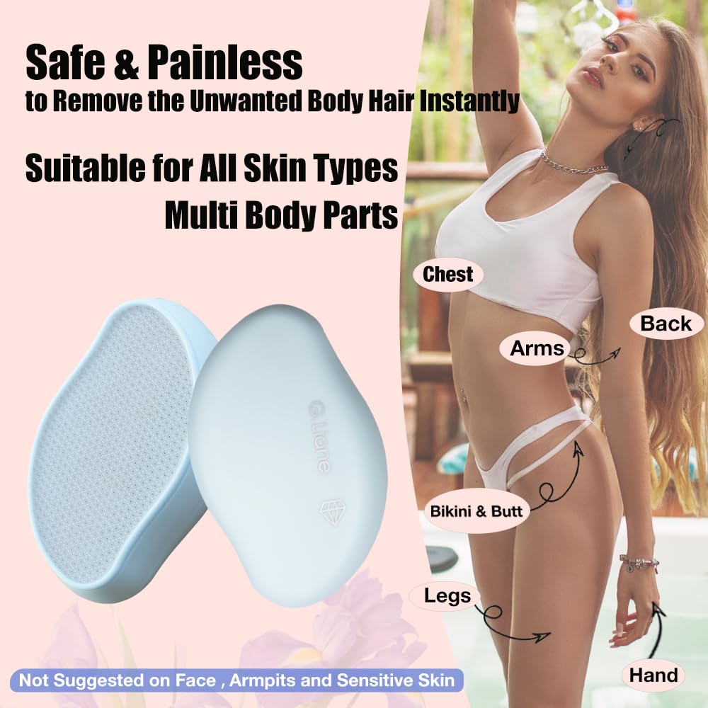 G.Liane Premium Crystal Hair Eraser,Painless Exfoliation Hair Removal Epilator,Nano Glass Hair Remover for Women,Natural Gentle and Efficient Shaver Trimmer on Leg Arm(Sky Blue) - Image 4