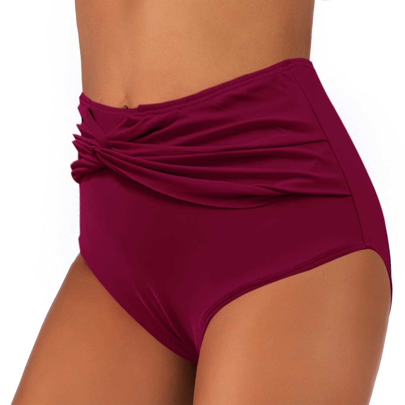 JFAN Braguitas de Bikini Mujer Cintura Alta Ruched Braga De Bikini Reductores Barriga