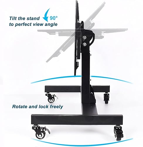 Miniatura 5 de Soporte de TV rodante, carrito de TV móvil, carrito de monitor de confianza de piso de bajo perfil para pantalla de 32 a 75 pulgadas, altura