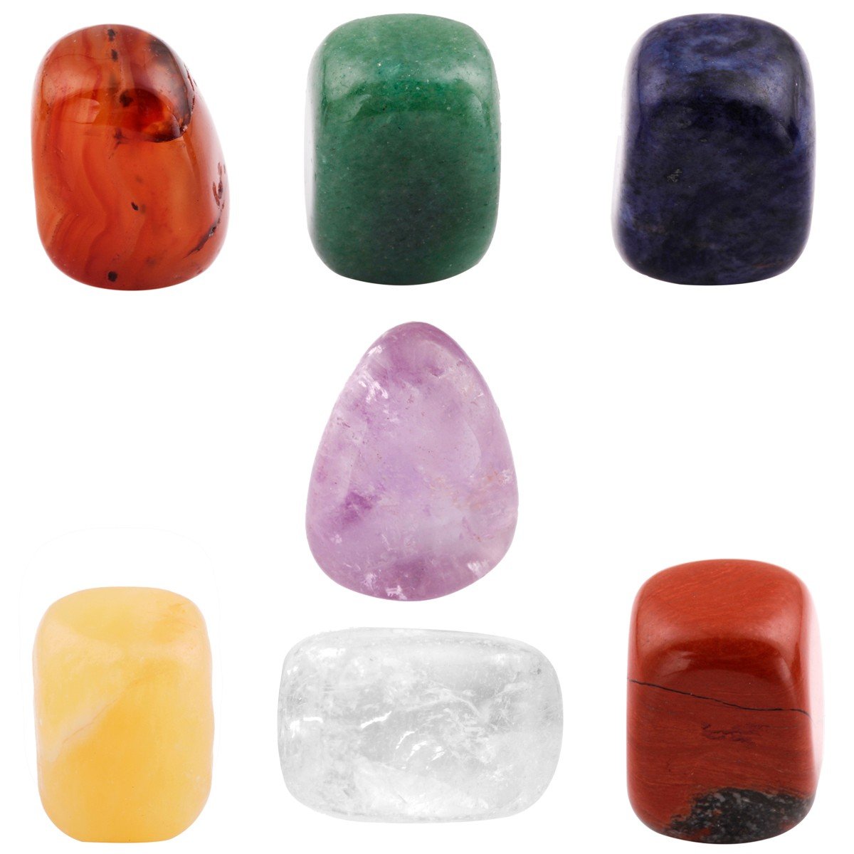 mookaitedecor Pointe Cristal de Roche Naturelle Brute Druse Quartz Blanc & 7 Chakra Pierres Polie Lithotherapie,Cristaux Mineraux Collection Décoration