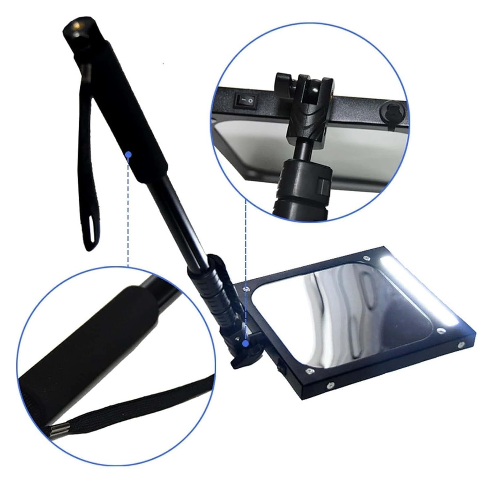 Specchietto Telescopico, Specchi di Ispezione, Specchietti convessi telescopici a Stelo Regolabili for officine, Meccanici, ispettori
