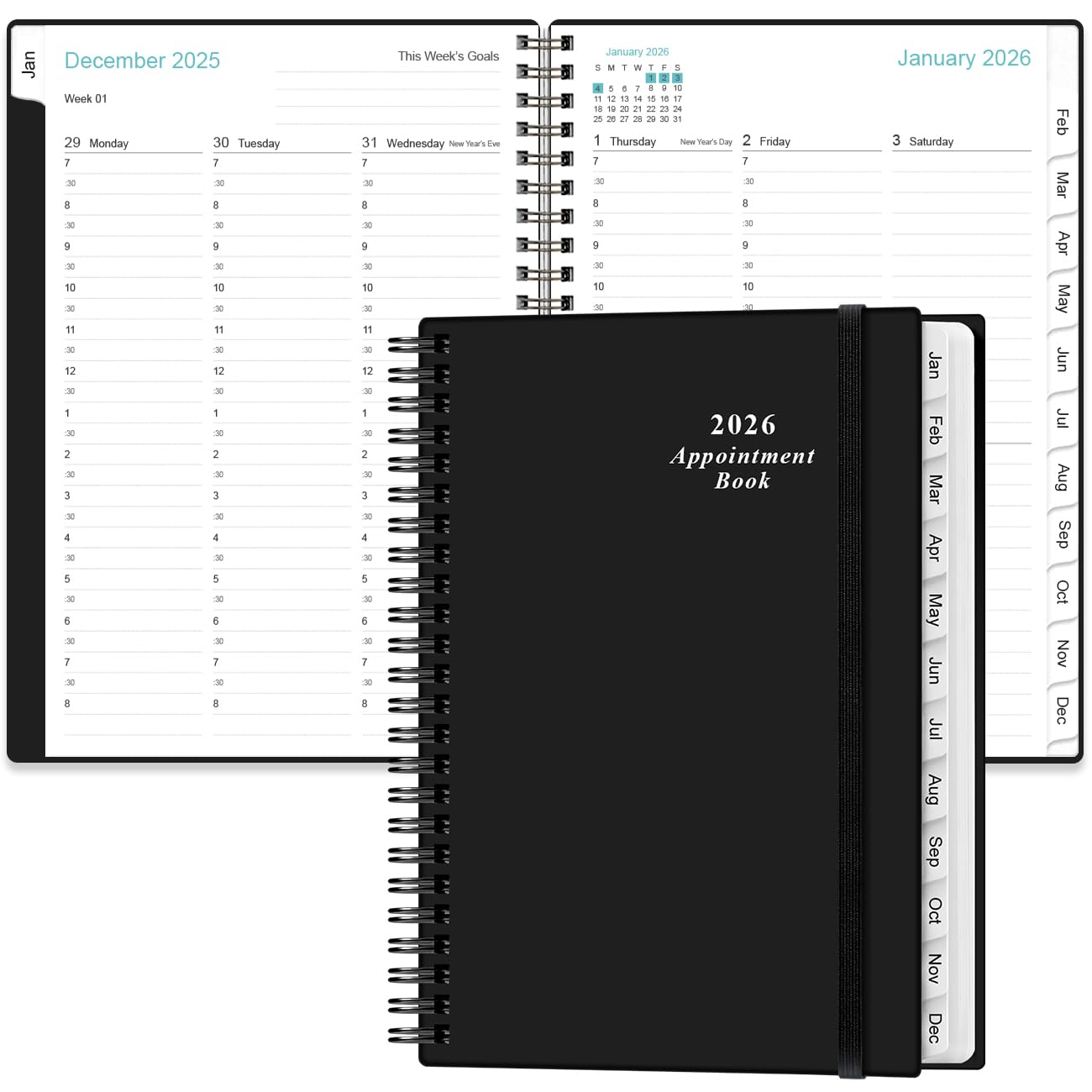2026 Appointment Book & Planner - 2026 Daily Hourly Planner from January 2026 - December 2026, Weekly Appointment Book with 30-Minute Interval, Medium