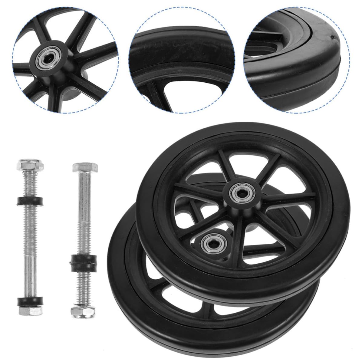 HOMSFOU 2 Pares Ruedas Delanteras de Pvc Silla de Ruedas de Repuesto para Metal Accesorios Duraderos andadores para Carrito de Compras y Uso Diario