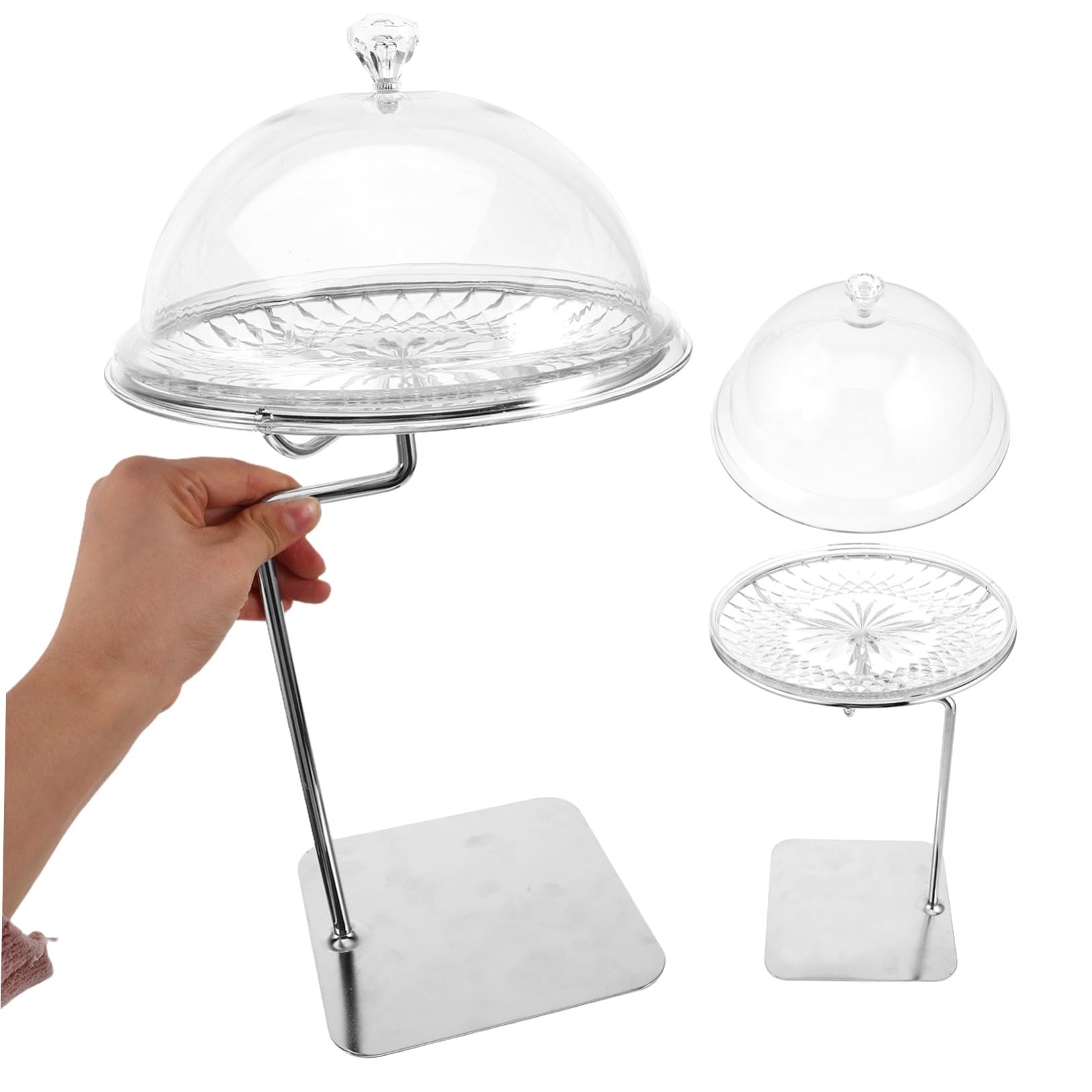 STOBAZA Présentoir Plateau Transparent avec Couvercle pour Fruits et Fromages Support Élégant pour Buffet Dessert et Gâteau pour Mariage et Fête