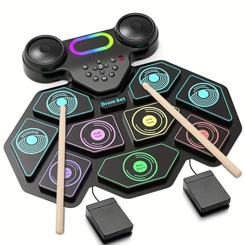 2025 Portable 9-Pad Electronic Roll-Up Drum Set