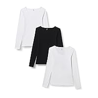 ONLY Onllive Love LS O-Neck Top 3-Pack CS Jrs Maglietta a Maniche Lunghe
