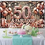 Happy 50th Birthday Banner Backdrop Decorations for Women Pink Rose Gold 50 Birthday Sign Party Supplies Fifty Year Old Birthday Photo Booth Background Poster(70.8 x 43.3 Inch) - Image 3