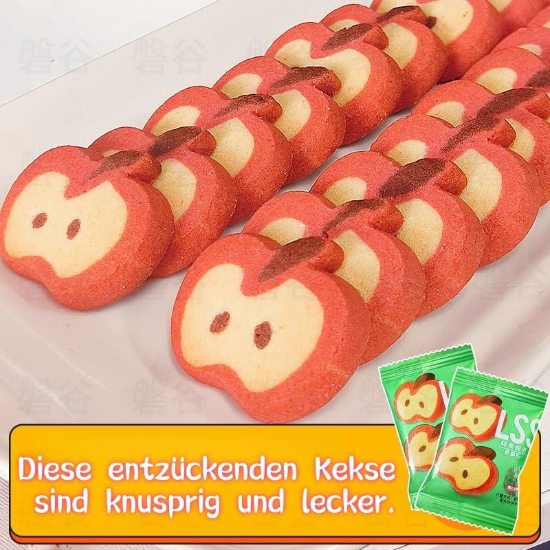 JGFWAT Weihnachtskekse Apfel-Cookies in niedlicher Q-Form, einzeln verpackt, 20 Stücke (150g) – Ideal für Geschenke, Adventskalender & Kinder