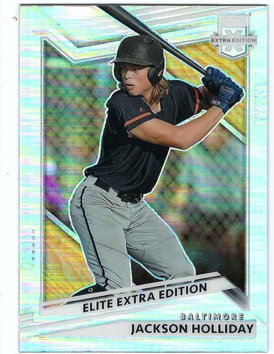 JACKSON HOLLIDAY 2022 Panini Elite Extra Edition #1 Optic HOLO PRIZM PARALLEL Baseball Rookie Card RC Baltimore Orioles