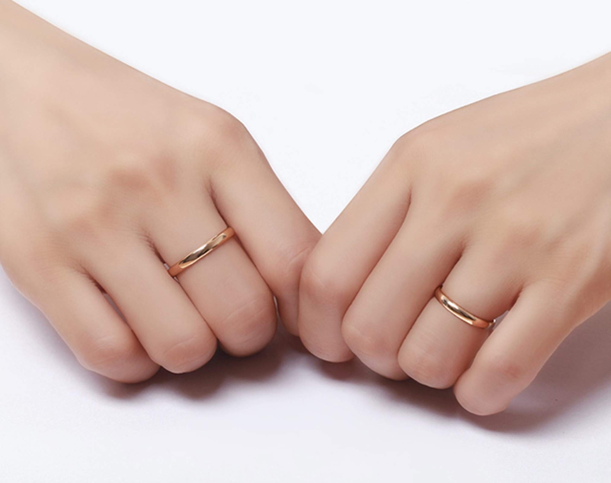 KnSam Bague Femme Fine 2.3MM Simple Classique Femme élégant, Or 18 Carats Élégance Cadeau Noël