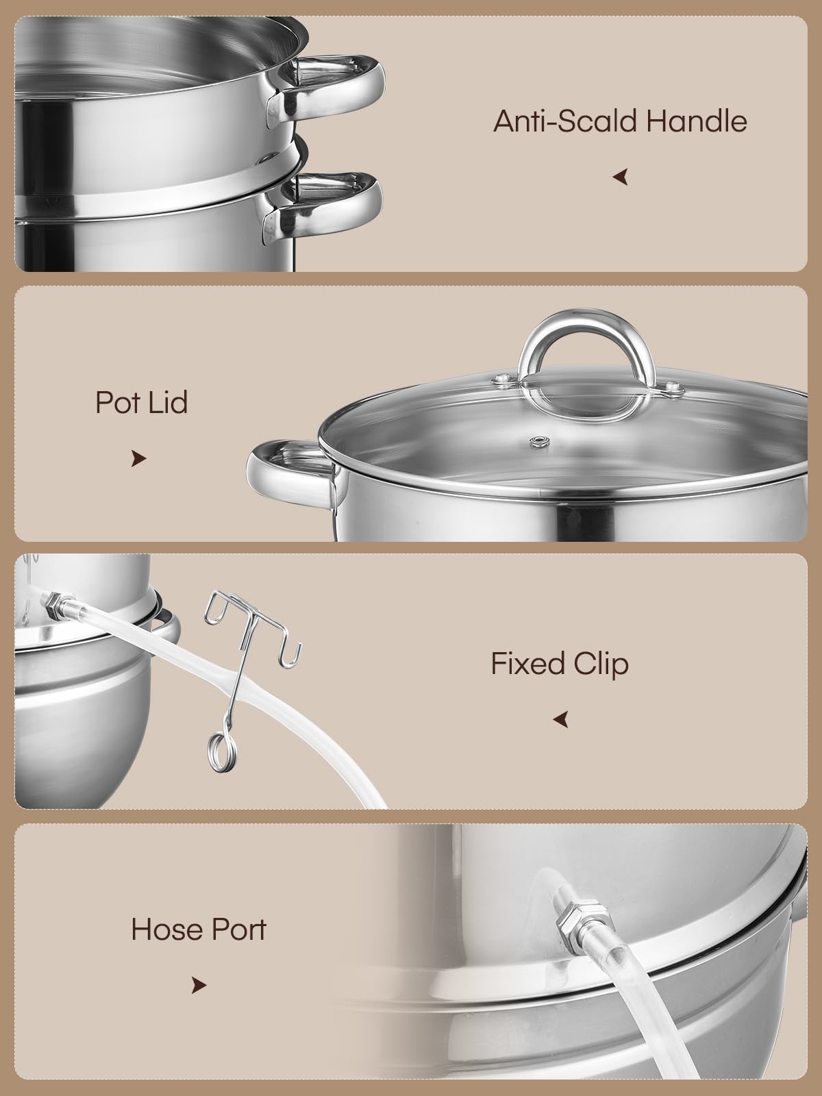 FOHERE 11Qt Steam Juicer Extractor Stainless - Product Features