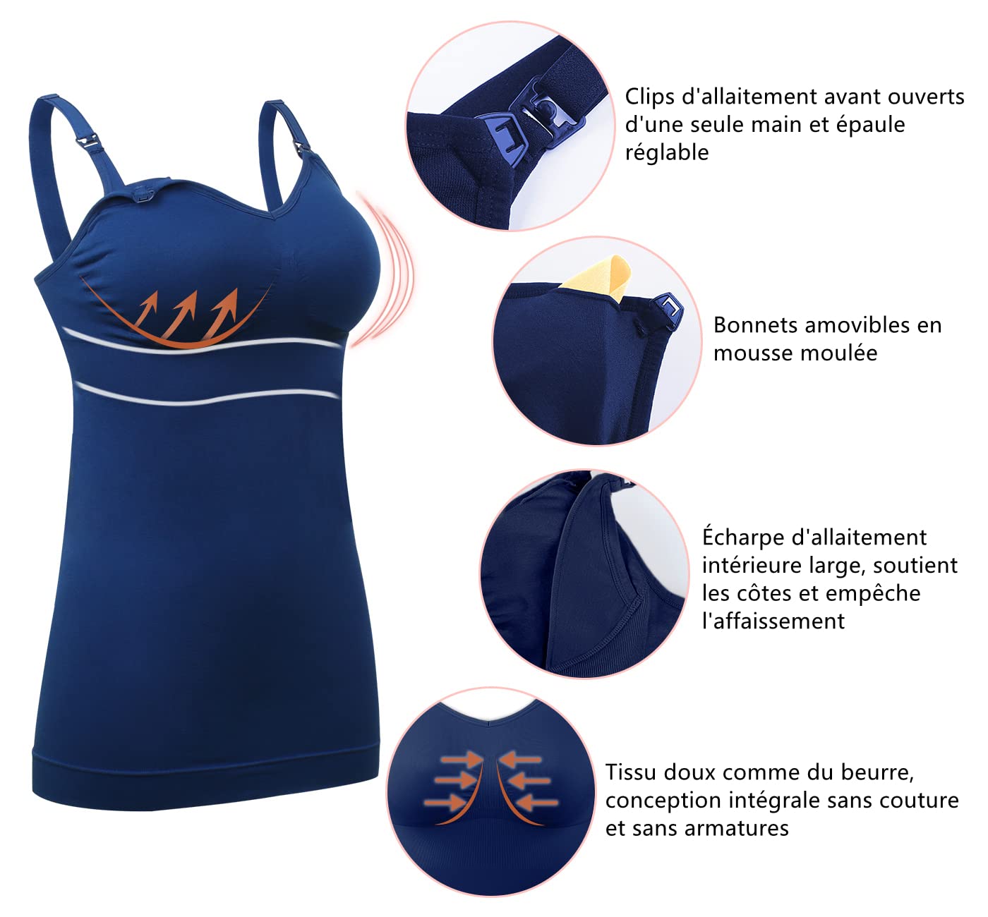4How Tops d'allaitement de Maternité Tank Top Femme sans Couture Débardeur