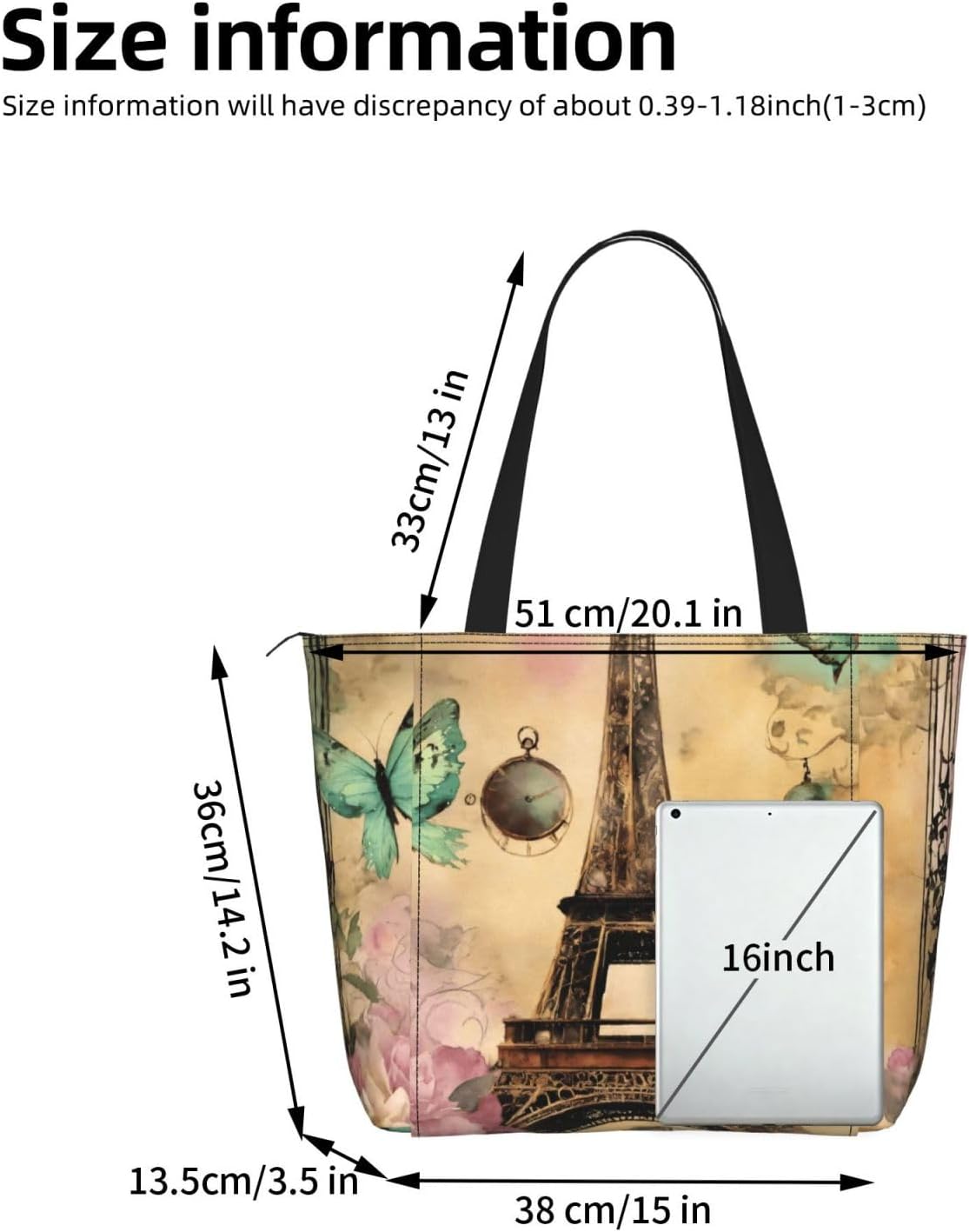 Paris Eiffel Tower Print Women Yoga Bag One Shoulder Lightweight Large Capacity Daily Workout Outdoor image 3