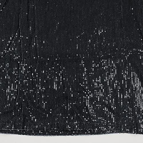 Fawjsais Womens Sequin T Shirt Dress Round Neck 3/4 Sleeve Jersey Dresses Sexy Letter Print Glitter Outfit Black S — view 6