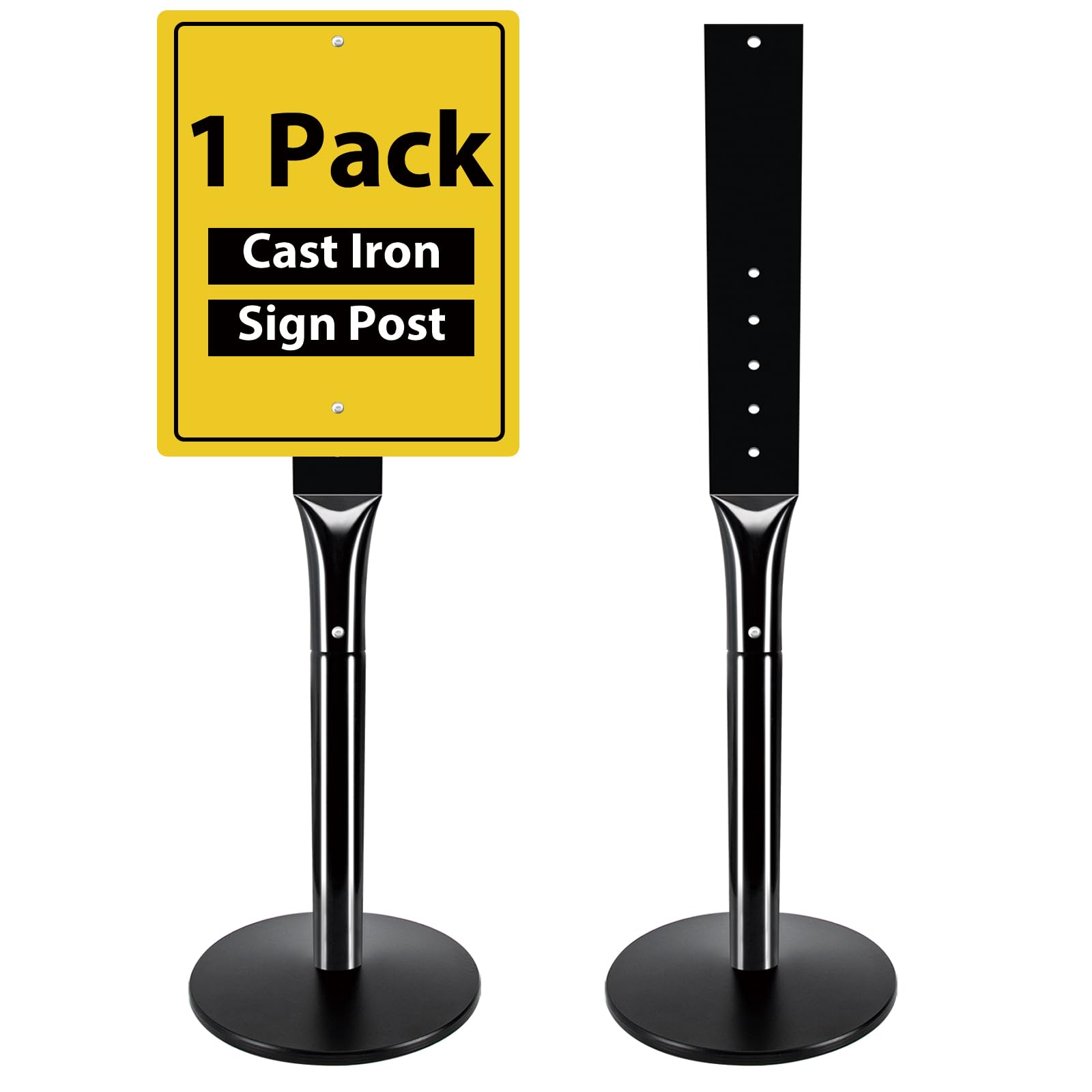 OUTNEE Parking Sign Post with Base - 15 Lbs Heavy Duty Parking Sign Stand for Hanging Traffic Construction Street Warning Notice, Movable Black Cast