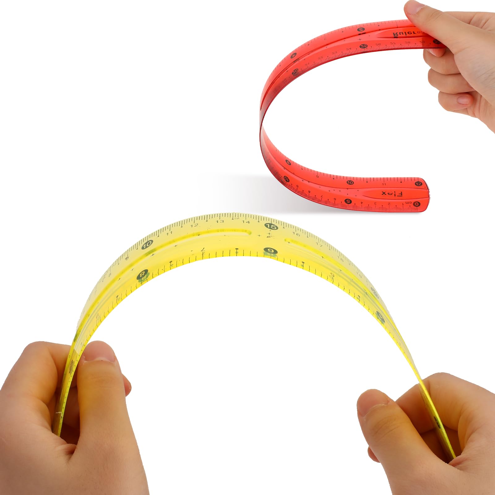 3Pcs Flexible Ruler, 12 Inch Translucent Plastic Rulers Shatterproof Bendy Rulers with Inches and Centimeters Soft Bendable Rulers for Kids Adults Classroom School Home Office (Red Yellow Blue) - Image 7