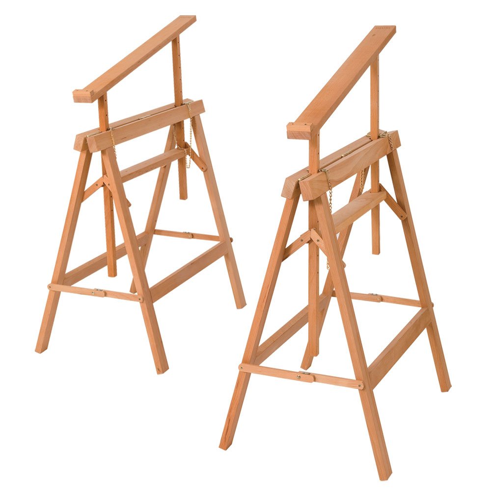 Jullian Beech Wood Timber Trestles (Pair)