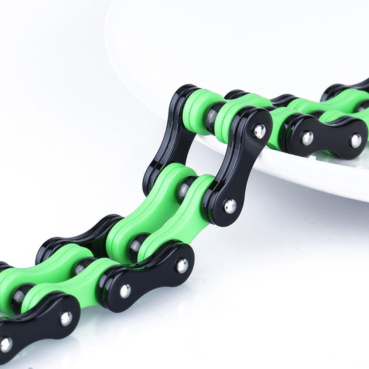Silking Jewelry Heavy Metal Stainless Steel Men's Motorcycle Bike Chain Bracelet Green Bangle 17mm 8.85inch