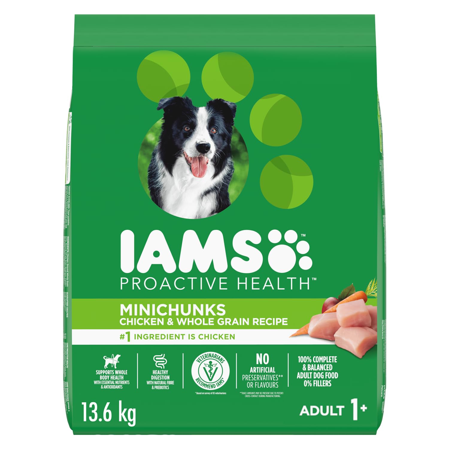 IAMS Proactive Health Minichunks Dry Dog Food – Crunchy Kibble for Adult Dogs – Chicken & Whole Grain Recipe – 13.61KG (30LB) Bag image 7