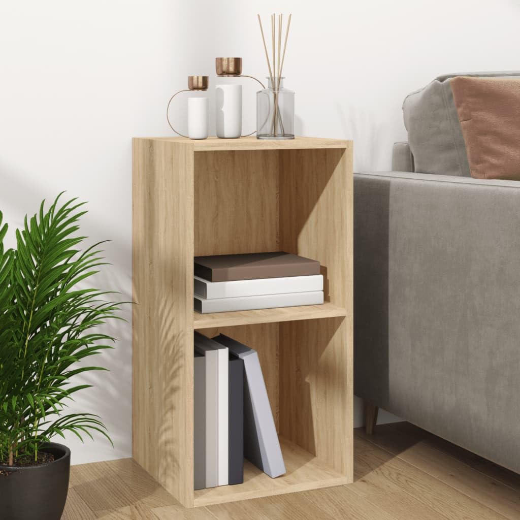 Contenitore per dischi in rovere Sonoma, 71 x 34 x 36 cm, con 2 scomparti, in legno resistente, per collezione di vinili, credenza decorativa, pratico organizer per soggiorno