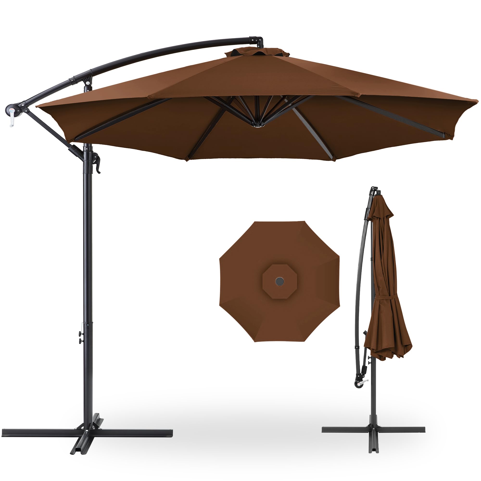 Best Choice Products 10ft Offset Hanging Market Patio Umbrella w/Easy Tilt Adjustment, Polyester Shade, 8 Ribs for Backyard, Poolside, Lawn and Garden