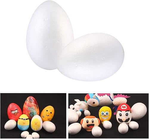 Miniatura 8 de SEWACC Juguetes para niños al aire libre, 2 huevos de Pascua de 7.8 pulgadas, huevos blancos de espuma para manualidades, huevos falsos blancos para