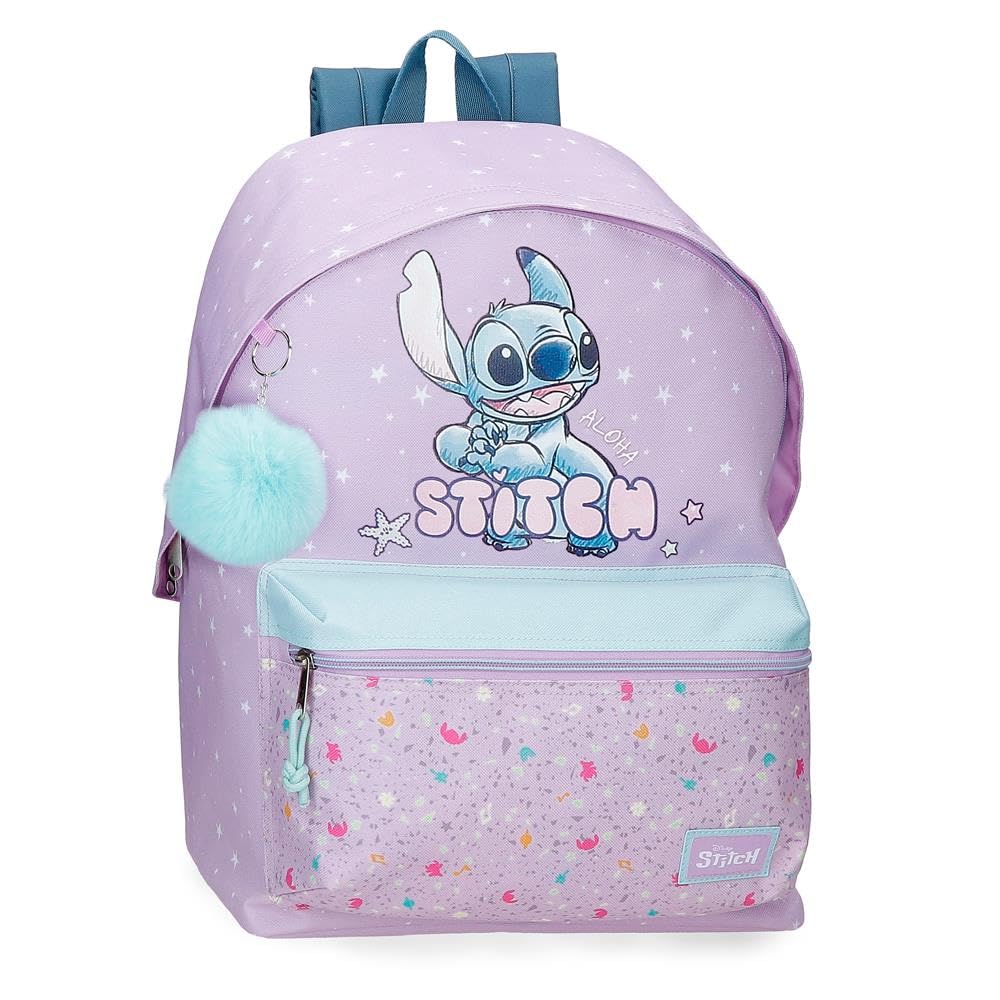 Joumma Disney Lovely Stitch Mochila escolar mochila infantil fabricada en Poliéster, Tirantes anchos y ajustables que se adaptan, bolsillo frontal.