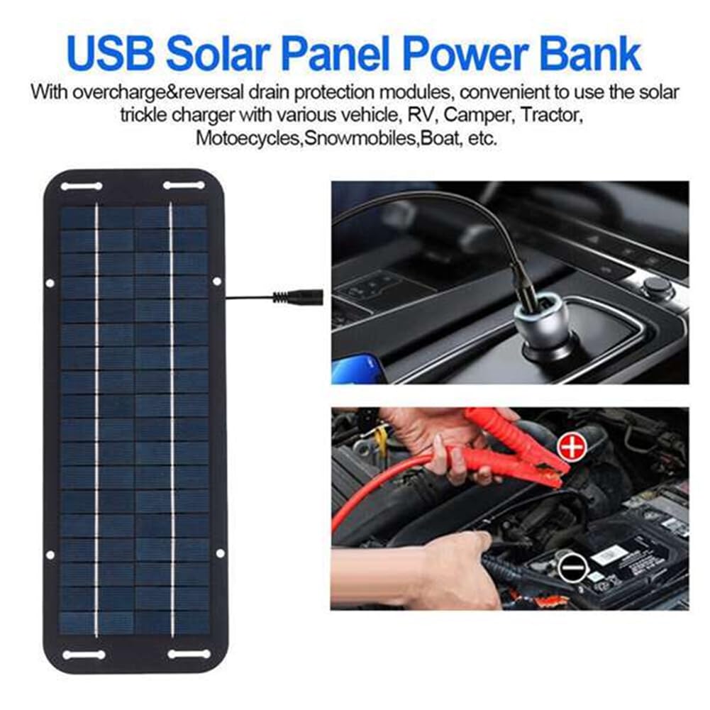 Joselin Kit de panel solar de 60 W 12 V impermeable para acampar al aire libre cargador de batería con cargador de coche USB para coche, autocaravana, caravana