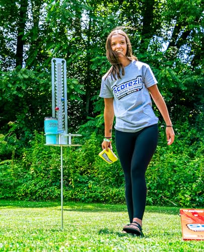 Scorezit™ Cornhole Scoreboard, Scorekeeper with Drink Holder, Easy Assembly, Accessory for Yard Games Scored to 21, Made in The USA