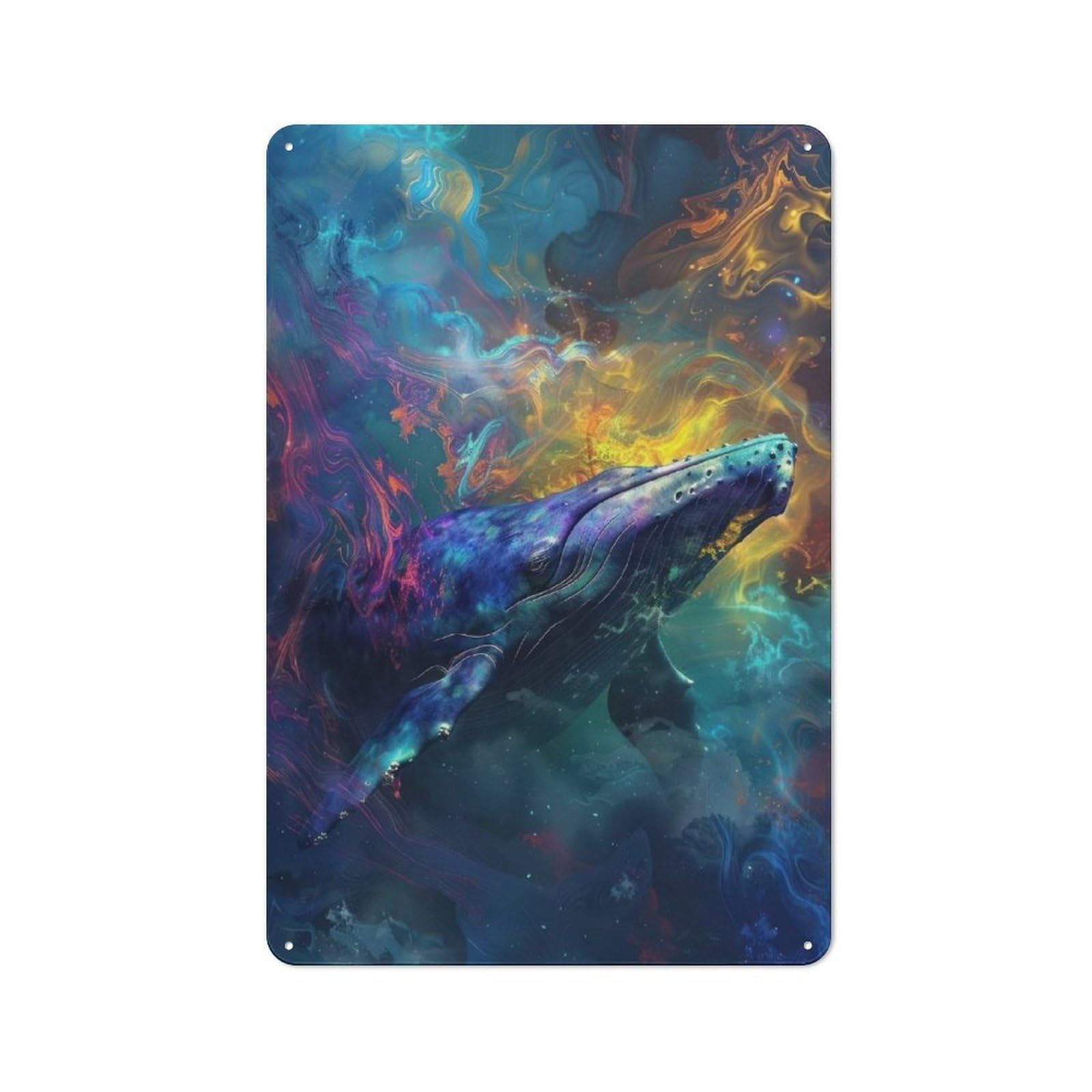 Junmoney Cosmic Whale Tin Sign 30X20cm With For Café Or Home Bar, Rustic Decor, For Café-Style Decor Fans