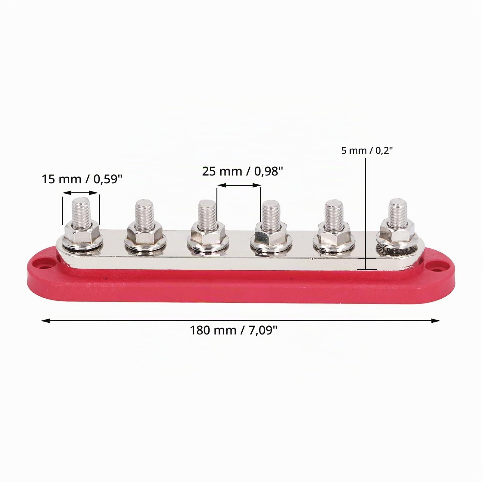 Bloc de Distribution d'énergie 300A, Barre Omnibus 12V-48V avec Couvercle, Bornier pour Bornes de Batterie, Idéal pour Voiture, Bateau, Marine