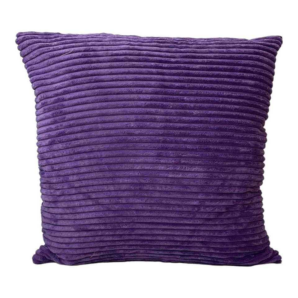 Seechoo Corduroy Cushion Covers, Set of 2, 45 x 45 cm, Striped, with Invisible Zipper, 18 x 18 Inch (Purple) - Image 3